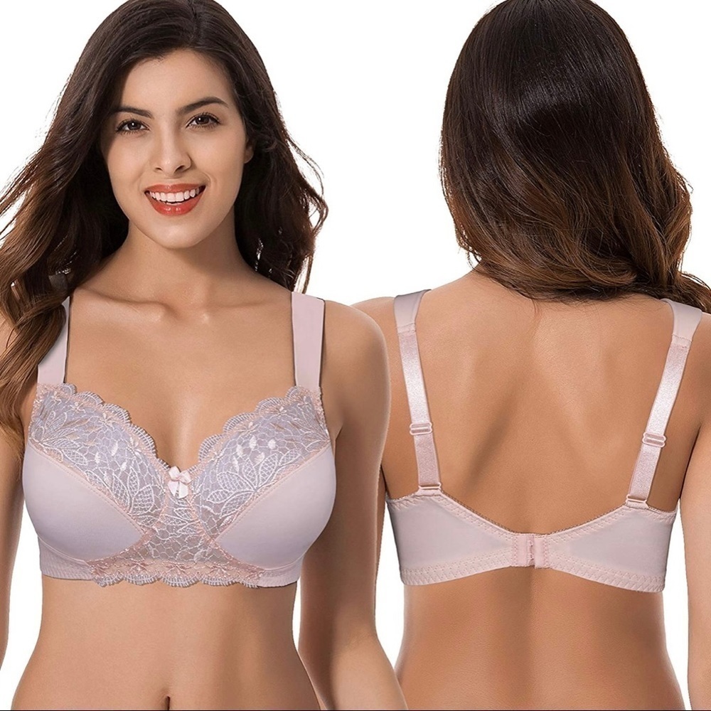 Curve Muse Pink Bra Unlined Minimizer Wirefree 34D